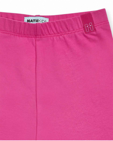 Fuchsia knit cycling leggings for girl Basics Girl