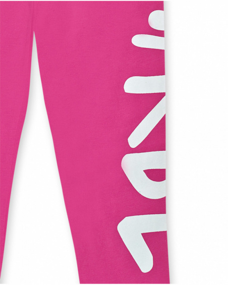Long fuchsia knitted leggings for girl Rebel Girl