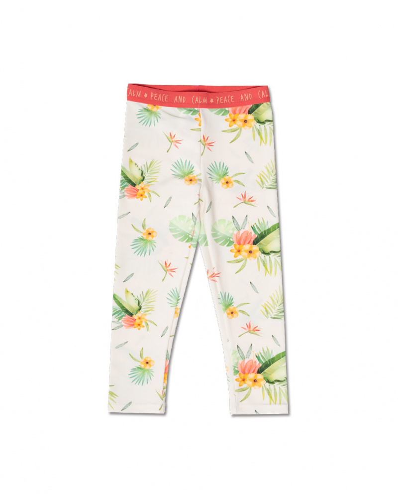 Long white knitted leggings for girl Oasis