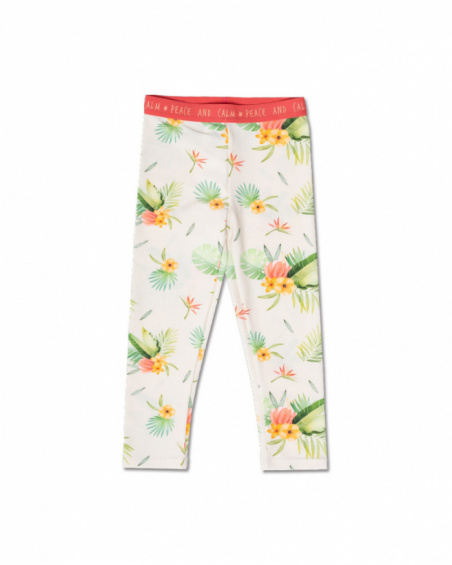 Long white knitted leggings for girl Oasis