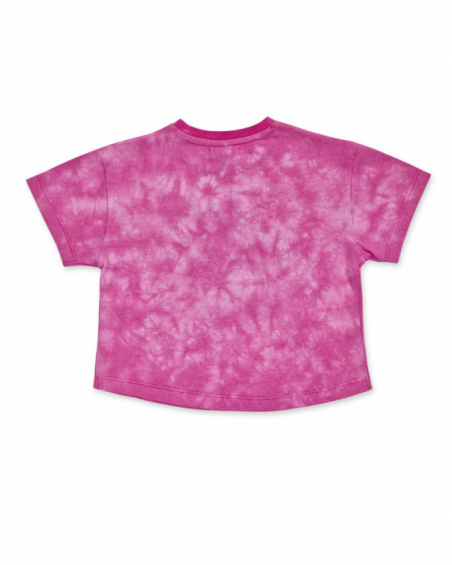 Fuchsia knitted T-shirt for girl Rebel Girl