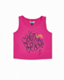 Fuchsia knit tank top for girl Rebel Girl