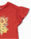 Orange jersey T-shirt for girl Oasis