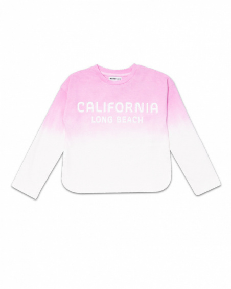 Long pink knit t-shirt for girl Paradiso beach