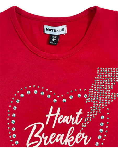 Red knit T-shirt for girl Bad influencer