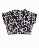 Black knit printed t-shirt for girl One day in NYC