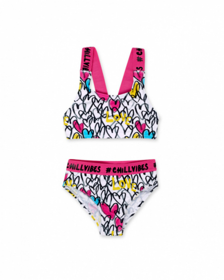 White printed bikini for girl Rebel Girl