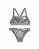 Metallic silver bikini girl One day in NYC