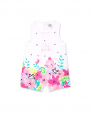 White knitted romper for girl Time to plant