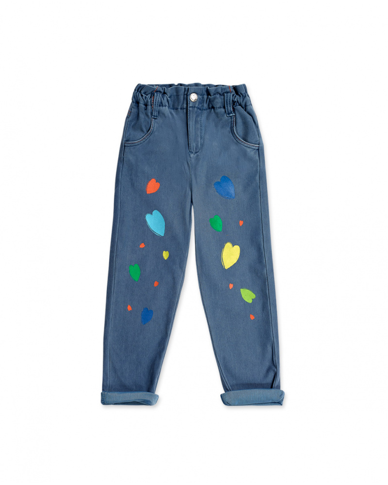 Long blue knitted trousers for girl Holidays