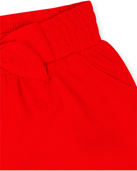 Red knitted shorts for girl Basics Kids