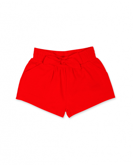 Red knitted shorts for girl Basics Kids