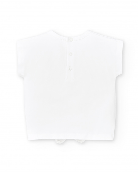 Girl's white knit t-shirt Run Sing Jump collection