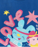 Girl's blue knitted t-shirt Run Sing Jump collection