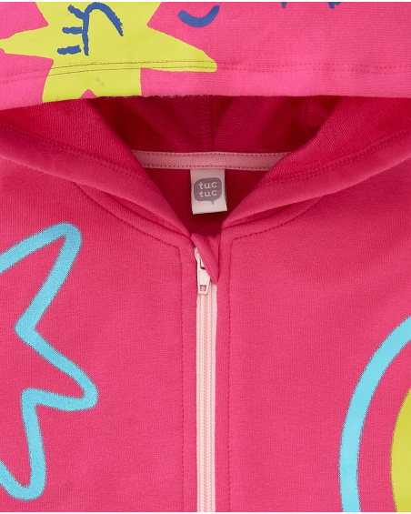 Girl's fuchsia plush sweatshirt Run Sing Jump collection