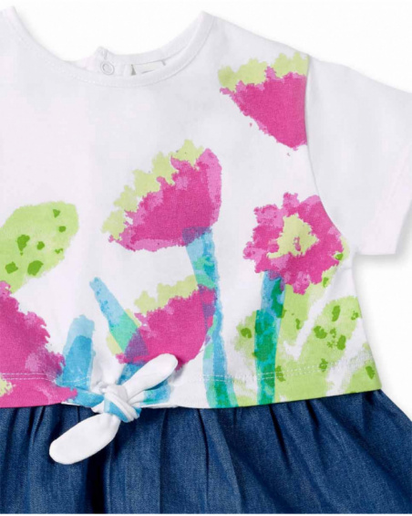 Vestido punto denim blanco niña Tropadelic