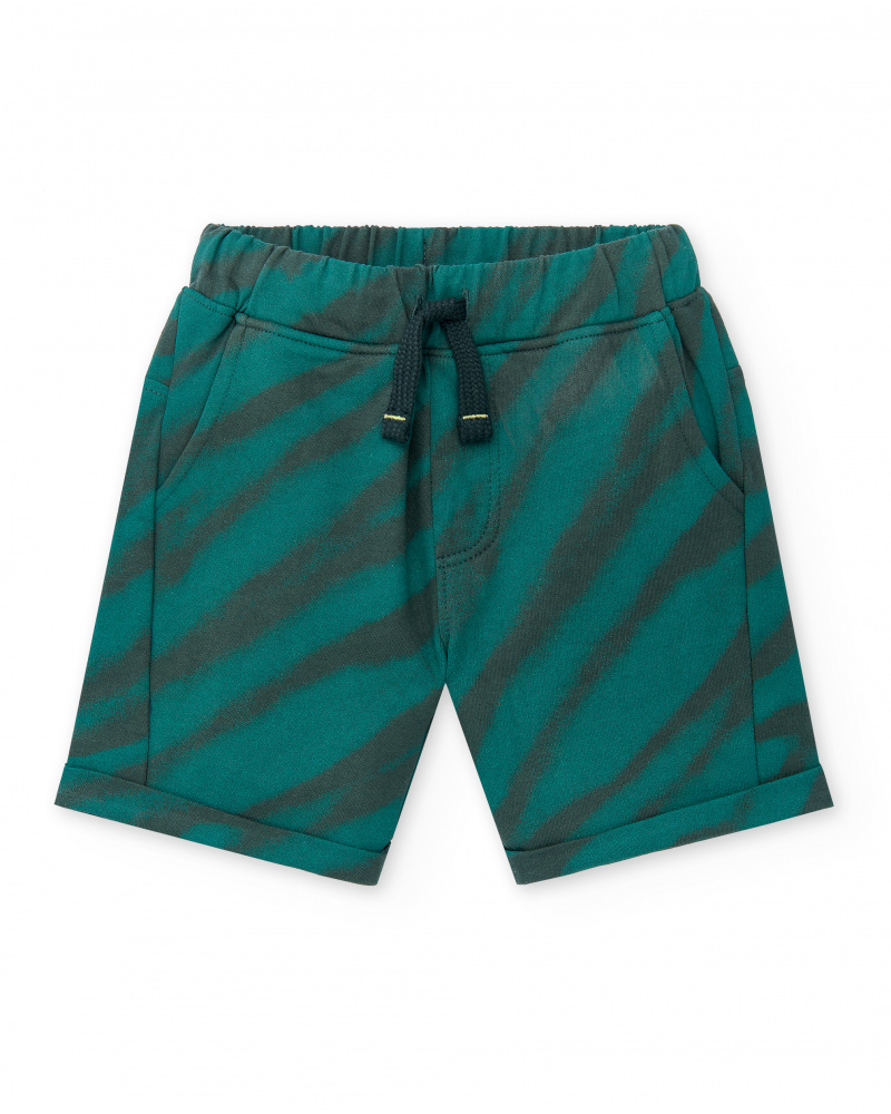 Bermuda felpa rayas verde niño Savage Spirit