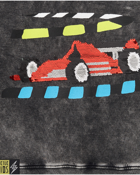 Sudadera felpa gris niño Race Car