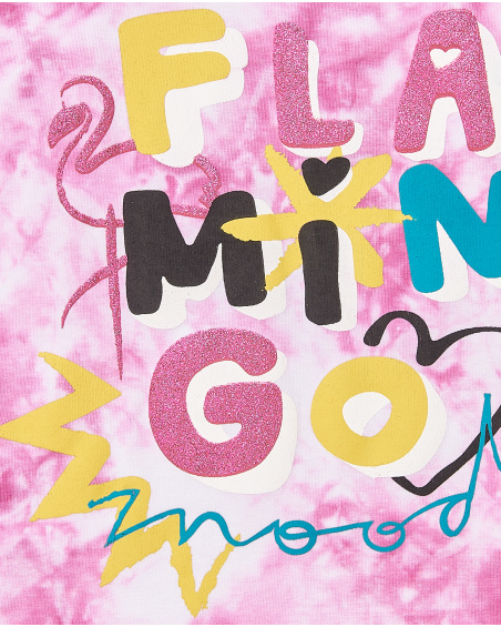 Camiseta punto lila tie dye niña Flamingo Mood
