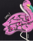 Camiseta punto negro niña Flamingo Mood