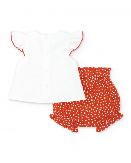 Conjunto punto planta blanco rojo niña Frutti