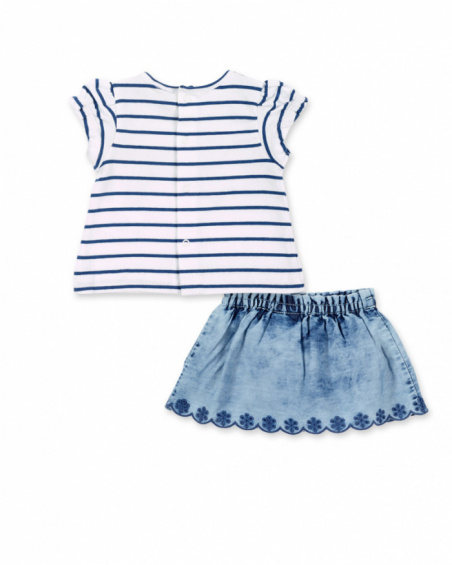 Conjunto punto denim blanco niña Frutti