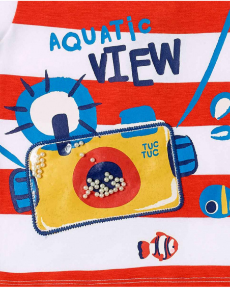 Camiseta punto blanco rojo rayas niño Salty Air