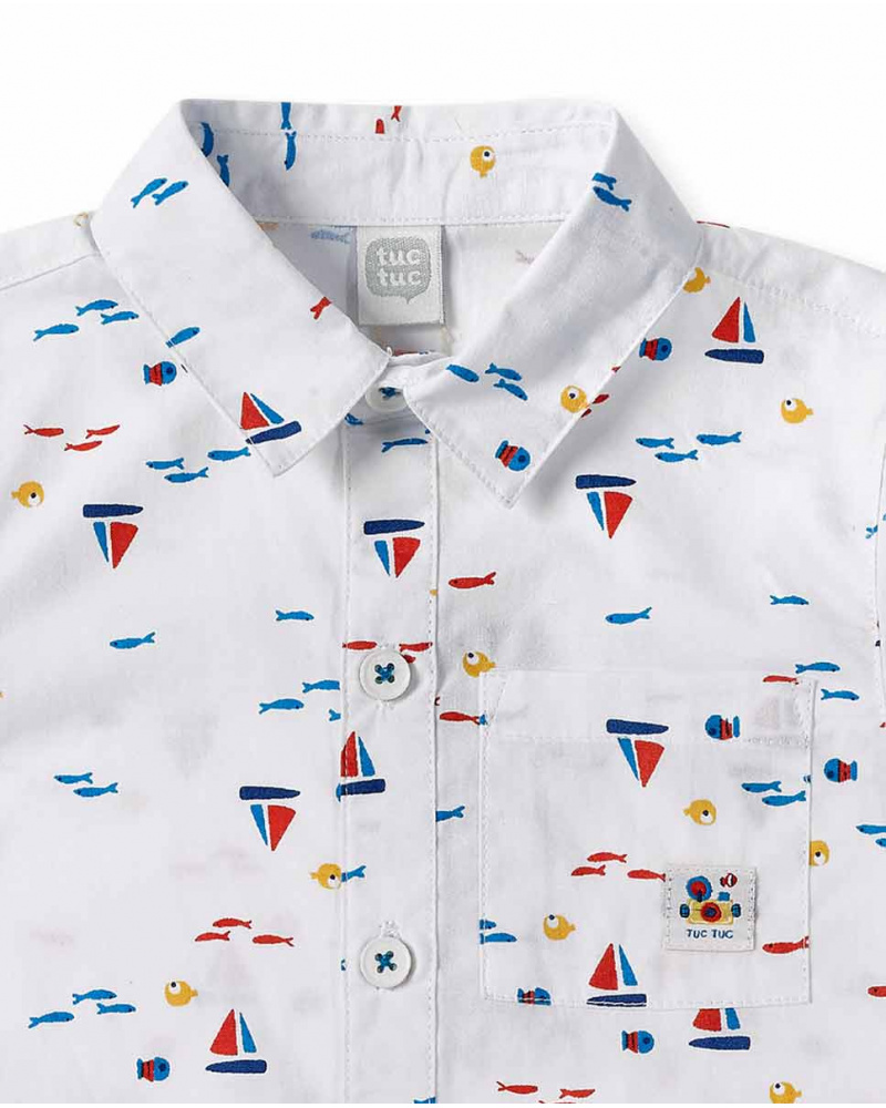 White poplin shirt for boy Salty Air collection tuc tuc