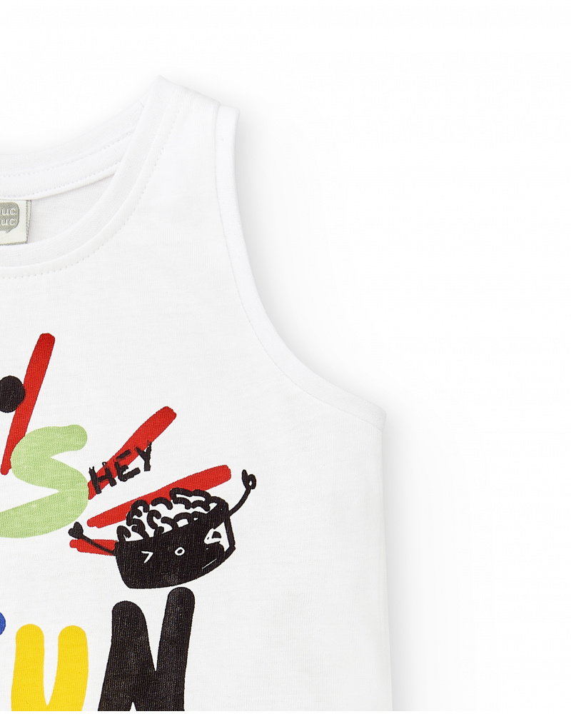 White knitted sleeveless t shirt for boy Hey Sushi collection tuc tuc