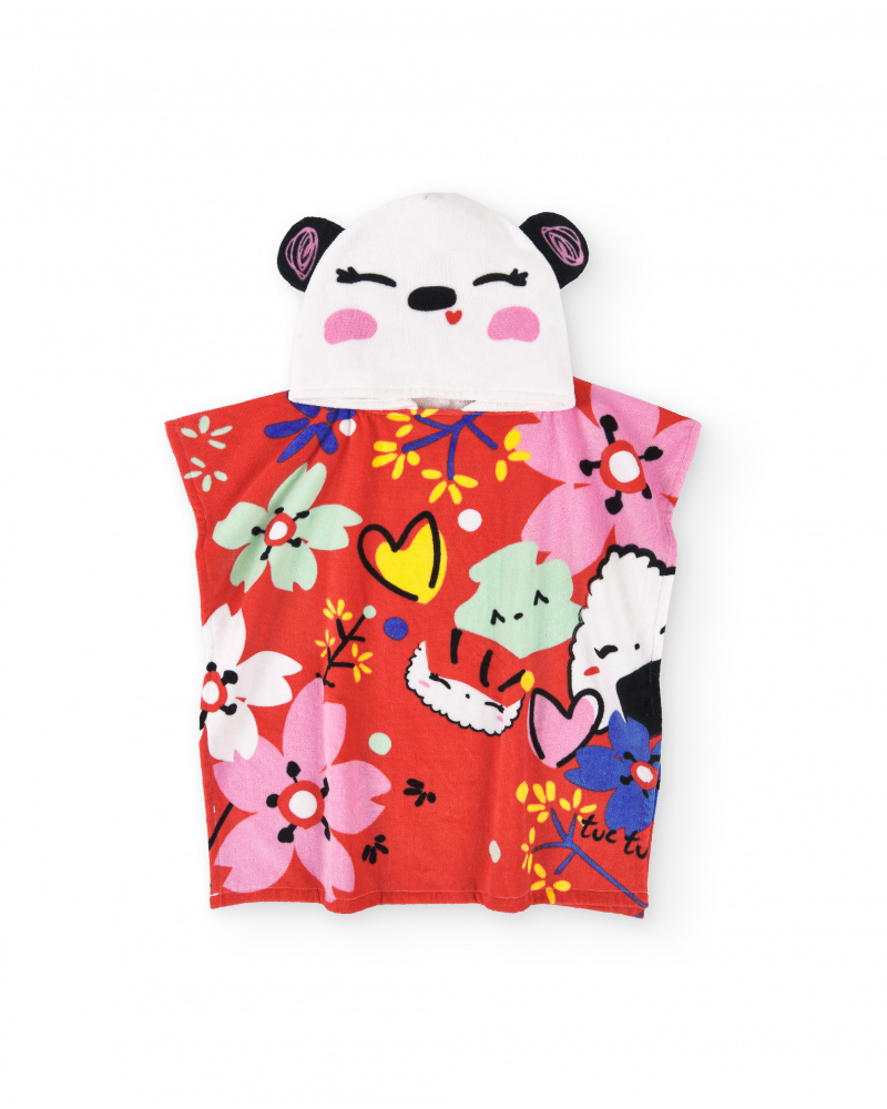 Toalla Poncho rojo niña Hey Sushi