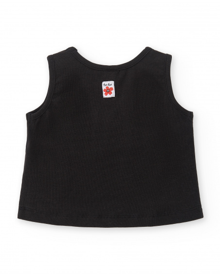 Camiseta punto negro niña Hey Sushi