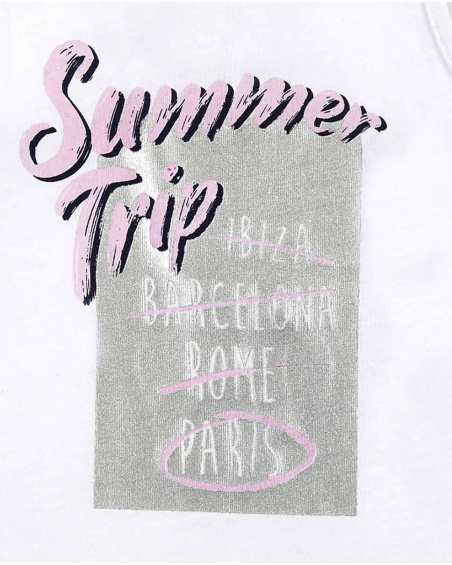 Camiseta tirantes punto blanco niña Carnet de Voyage