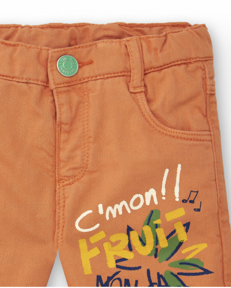 Orange boy's bermuda with fruit print collection Music Up