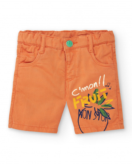 Orange boy's bermuda with fruit print collection Music Up