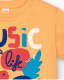 Camiseta de niña en amarillo con diseño floral Music is Life colección Music Up