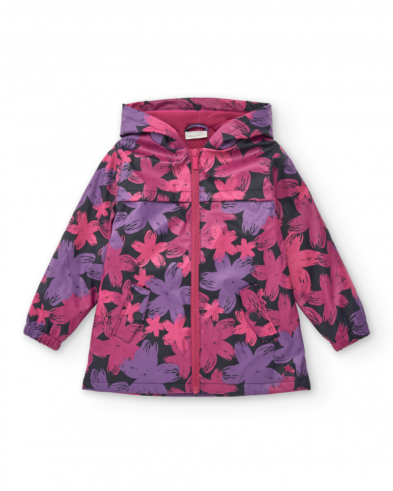 Floral print rain jacket for girls Colorfield collection tuc tuc