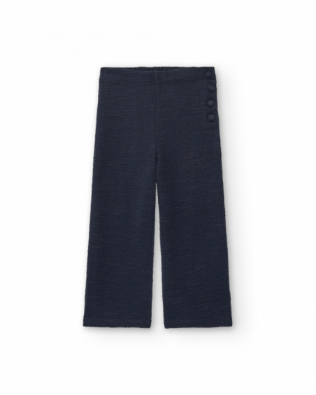 Navy blue flat buttoned trousers for girls from the Colorfield collection