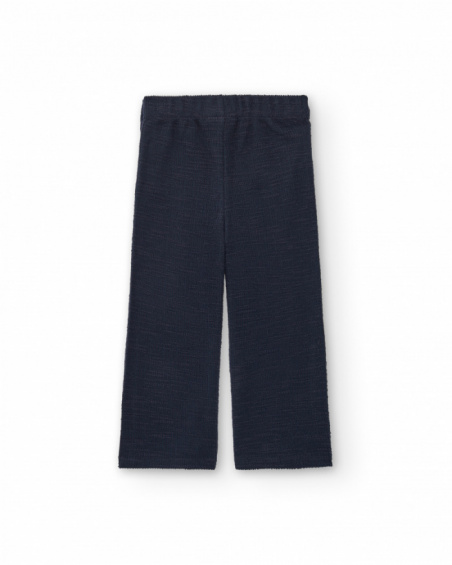Navy blue flat buttoned trousers for girls from the Colorfield collection