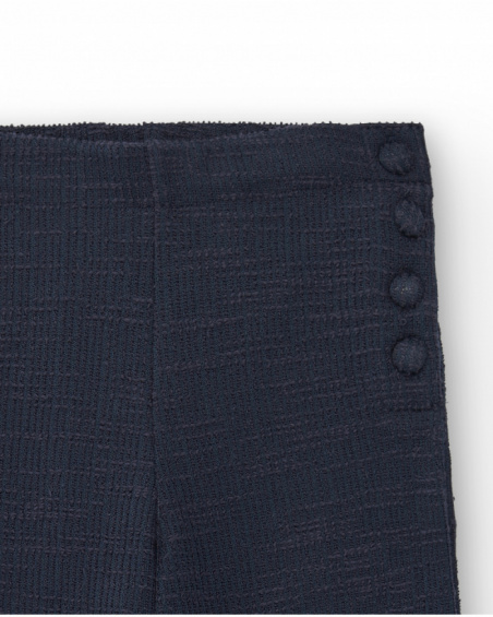 Navy blue flat buttoned trousers for girls from the Colorfield collection