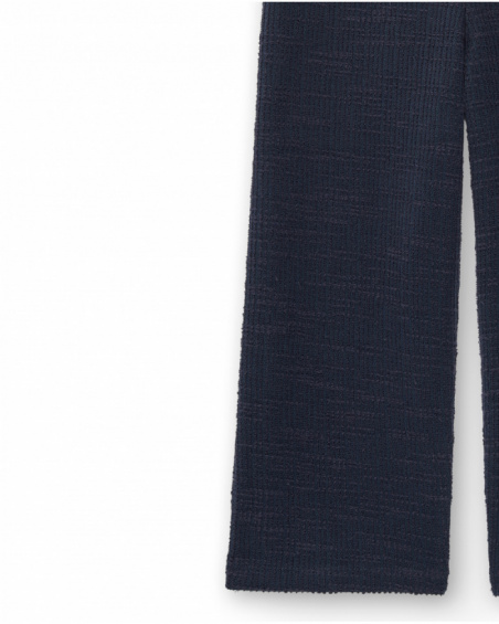 Navy blue flat buttoned trousers for girls from the Colorfield collection