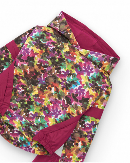 Girls' fuchsia hoodie and leggings sports set with floral print Colorfield collection