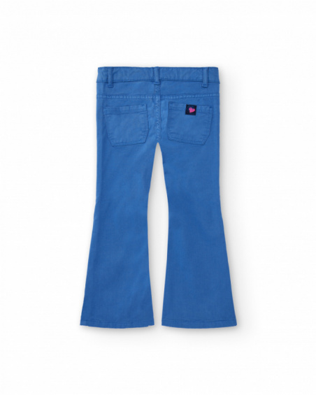 Blue trousers with floral embroidery for girls from the Cold Days collection