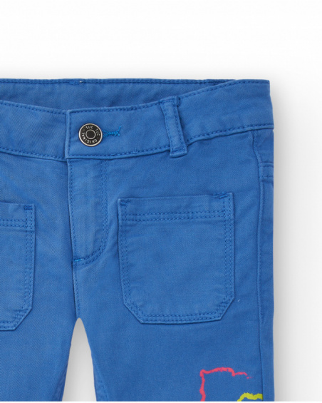 Blue trousers with floral embroidery for girls from the Cold Days collection