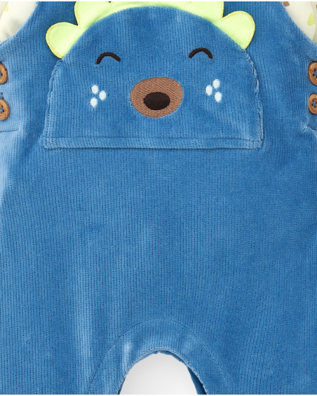 Boys' dungarees and t-shirt set in blue with hedgehog details from the Hedgehog Forest collection