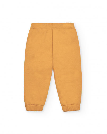 Mustard boys' tracksuit bottoms with "Hero" print from the Super Natural collection