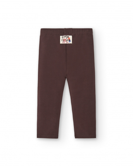 Girls' plush leggings in brown with floral print Super Natural collection