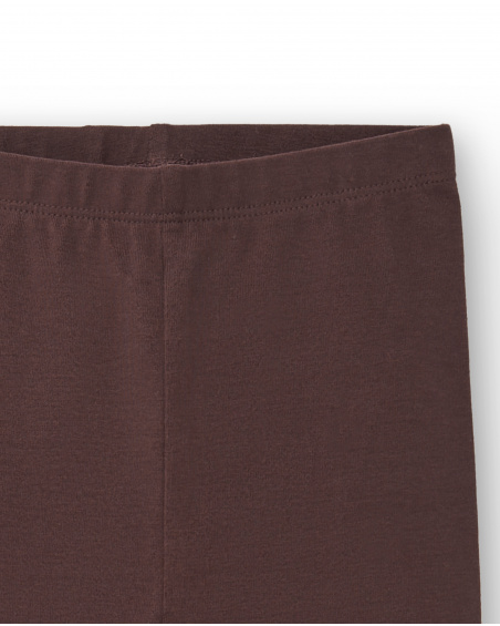 Girls' plush leggings in brown with floral print Super Natural collection