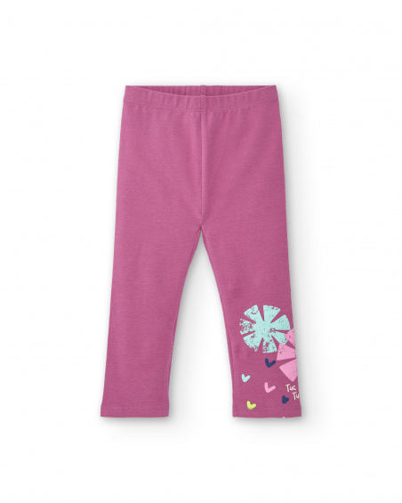 Pink leggings with snowflake and heart detail for girls from the Freezy collection