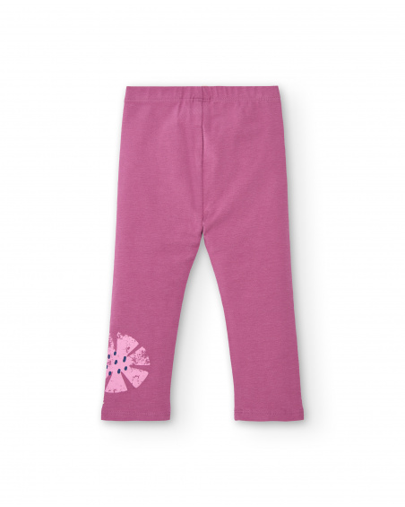 Pink leggings with snowflake and heart detail for girls from the Freezy collection