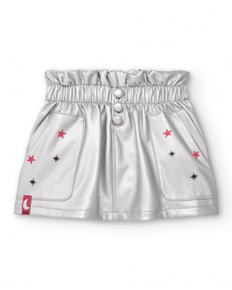Silver skirt for girls with star print from the Cosmic Girl collection